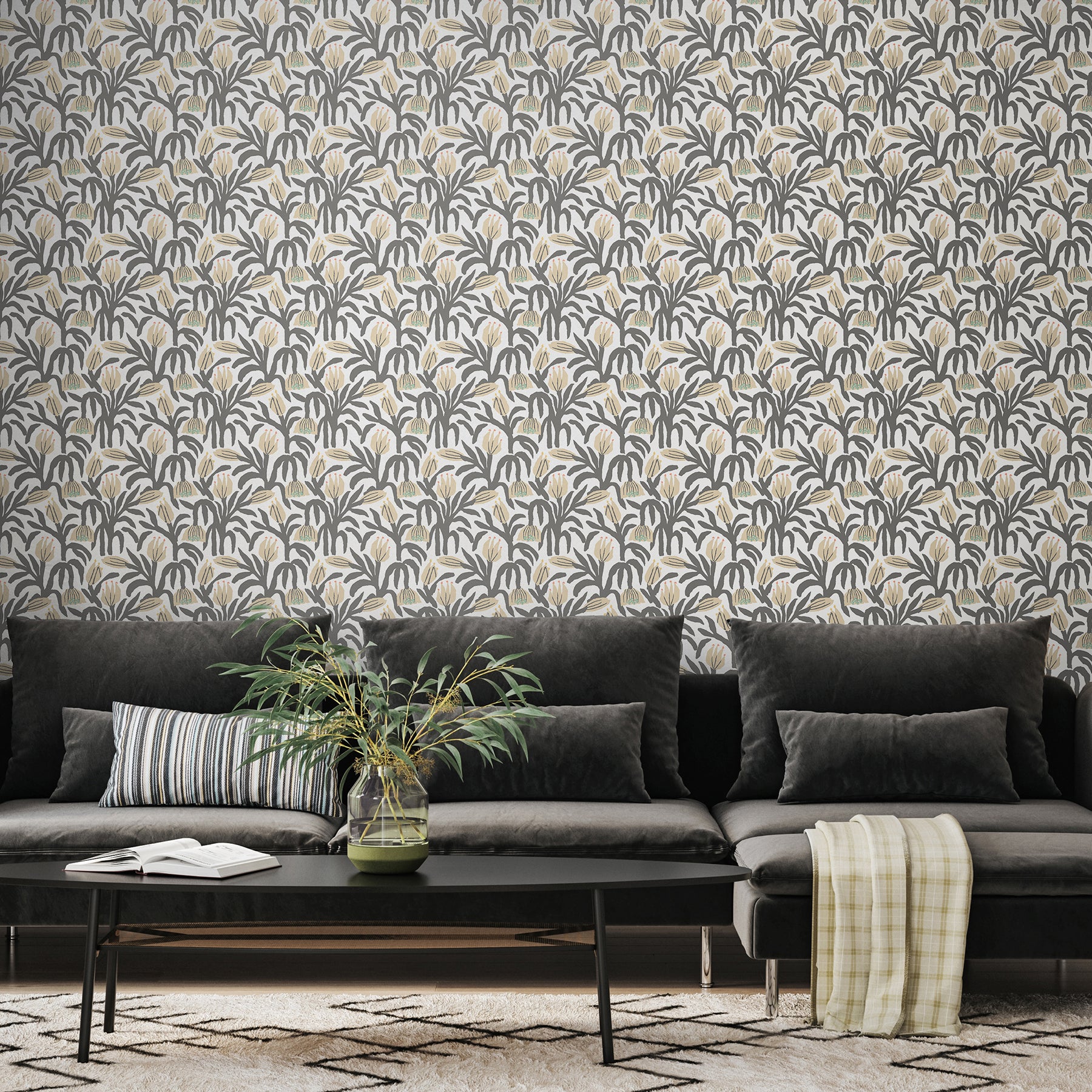Chunky Flower P&S Wallpaper in a room setting