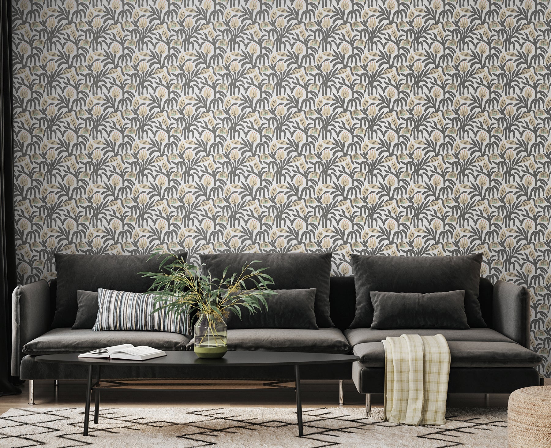 Chunky Flower P&S Wallpaper in a room setting