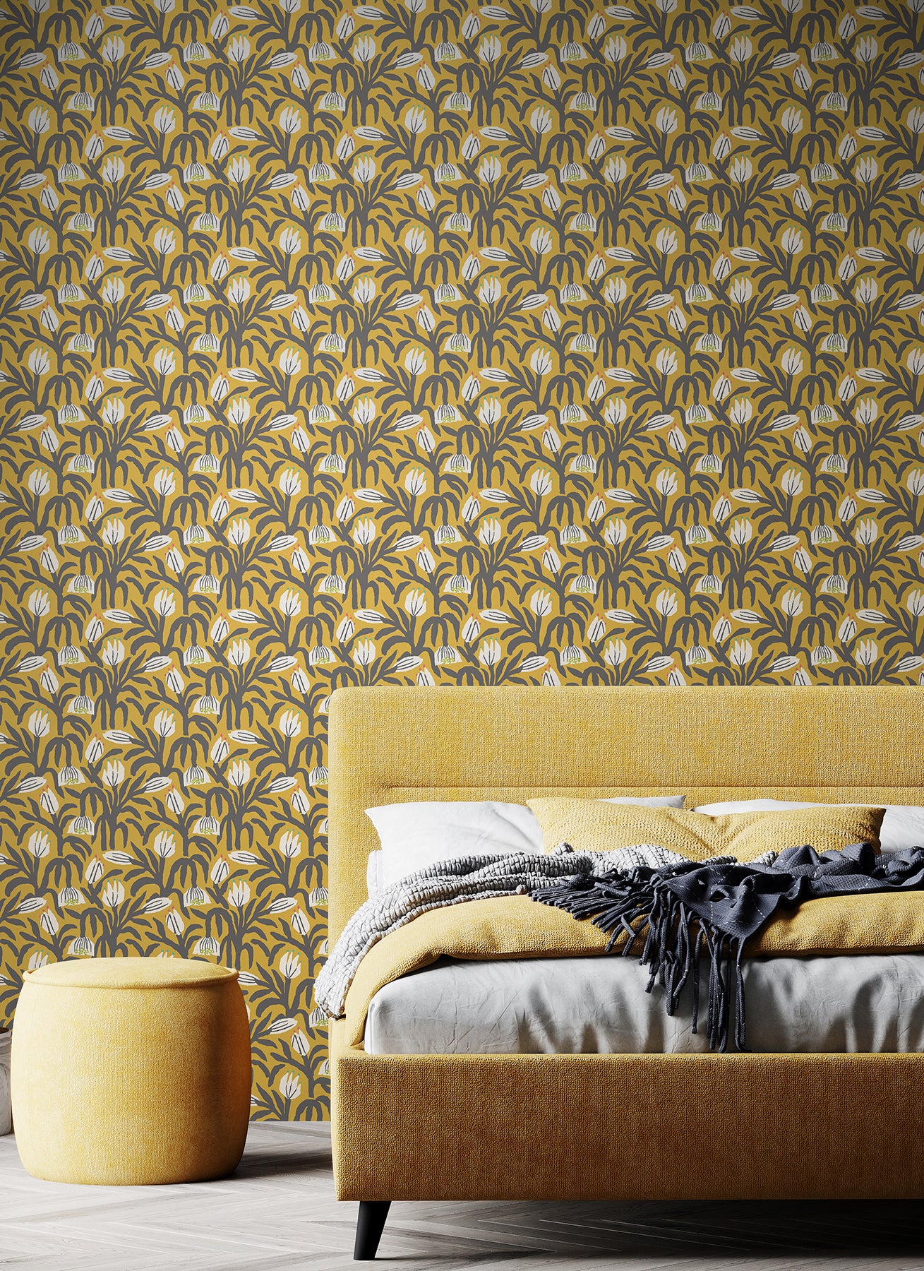 Chunky Flower P&S Wallpaper in a room setting
