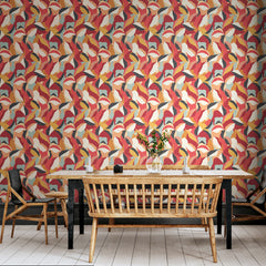 Leafy Patchwork P&S Wallpaper in a room setting