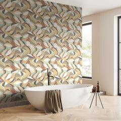 Leafy Patchwork P&S Wallpaper in a room setting
