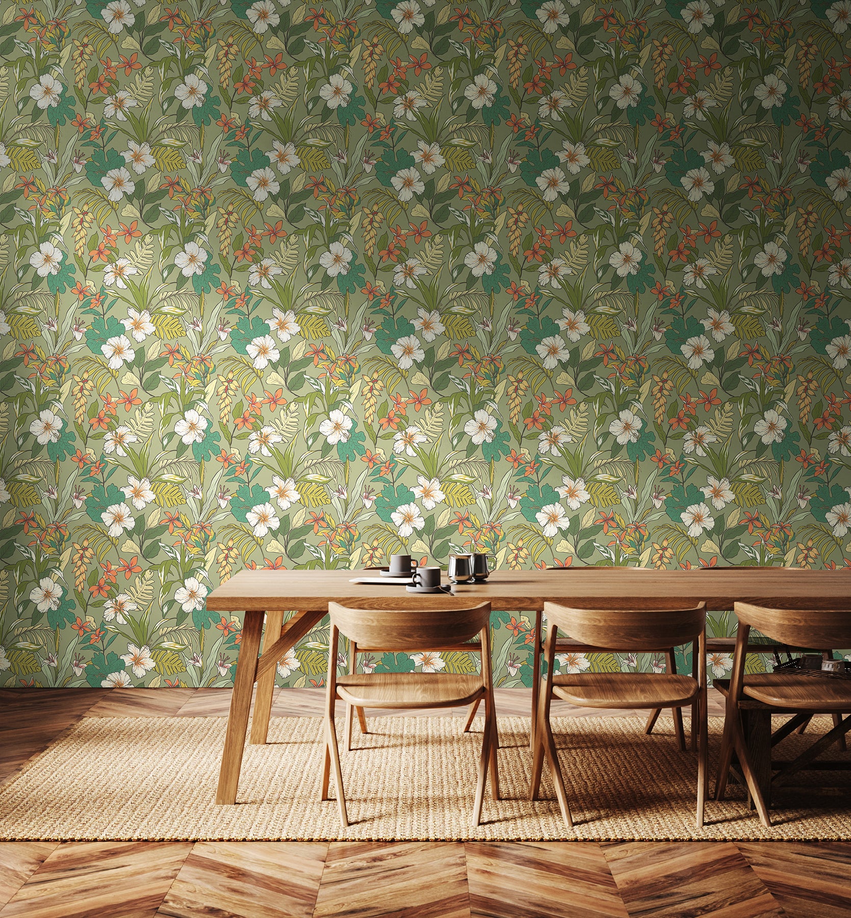 Oasis P&S Wallpaper in a room setting