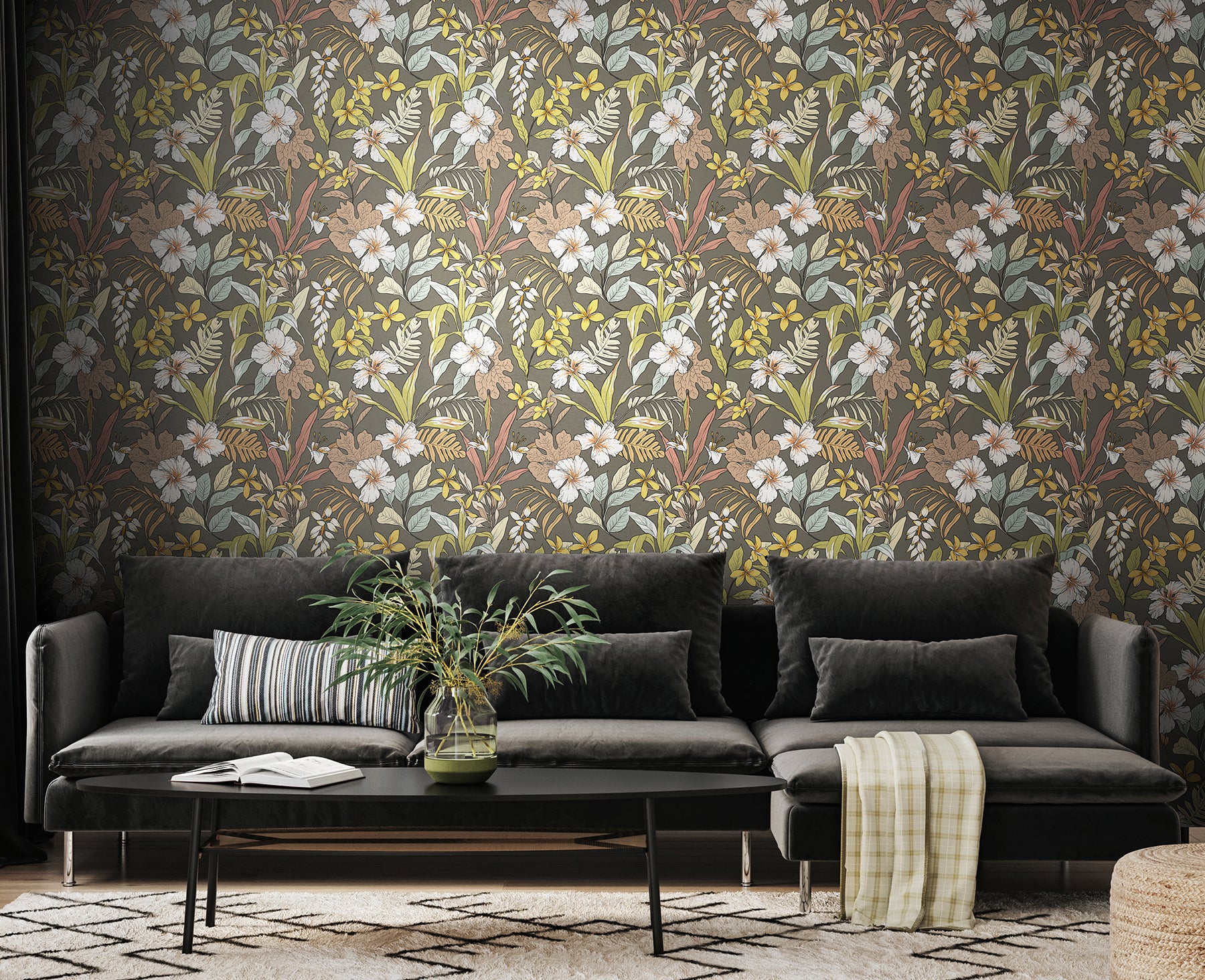 Oasis P&S Wallpaper in a room setting