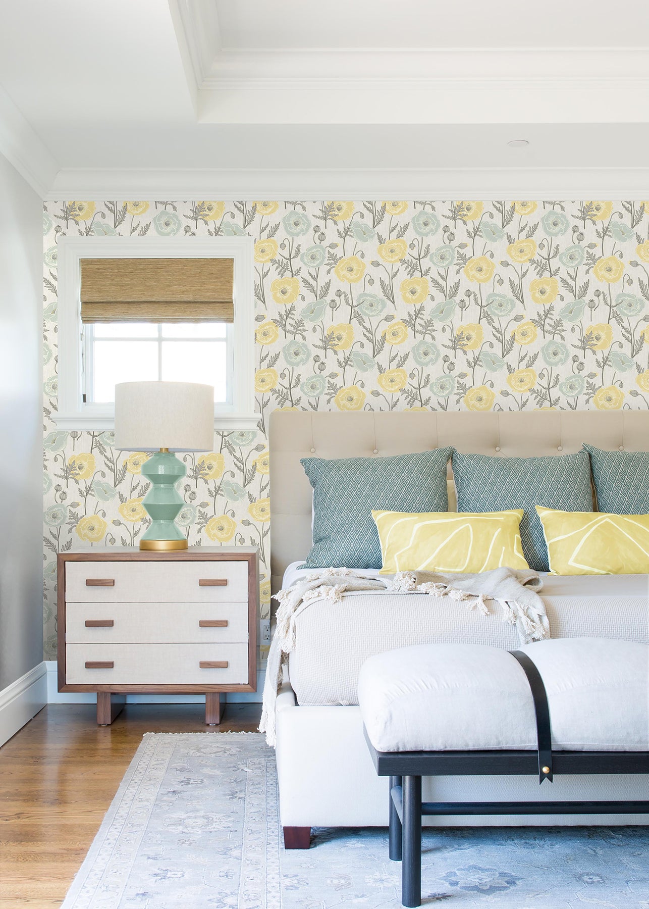 Poppy Field P&S Wallpaper in a room setting