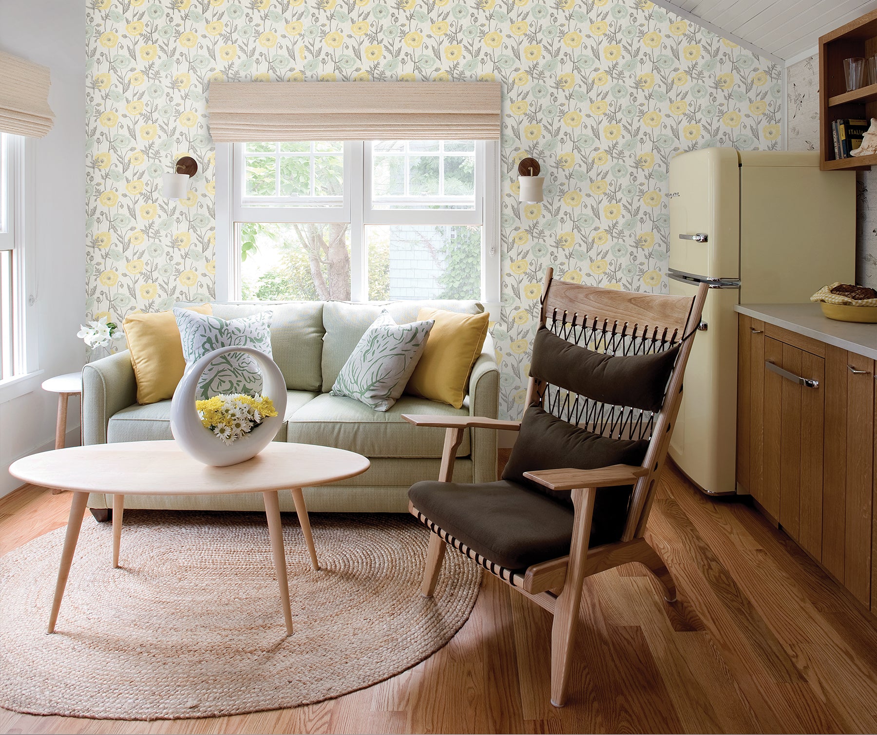 Poppy Field P&S Wallpaper in a room setting