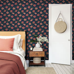 Poppy Field P&S Wallpaper in a room setting