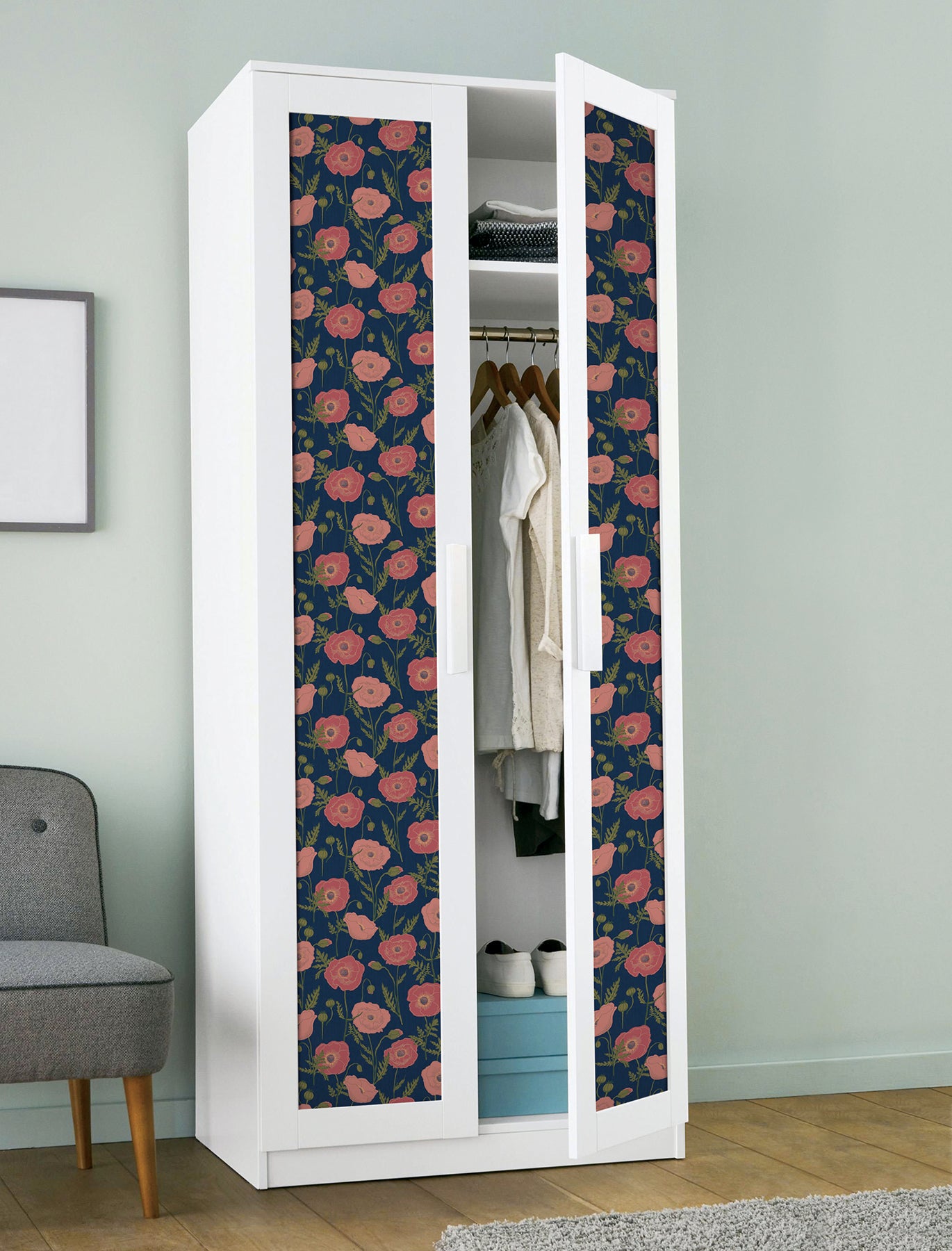 Poppy Field P&S Wallpaper in a room setting