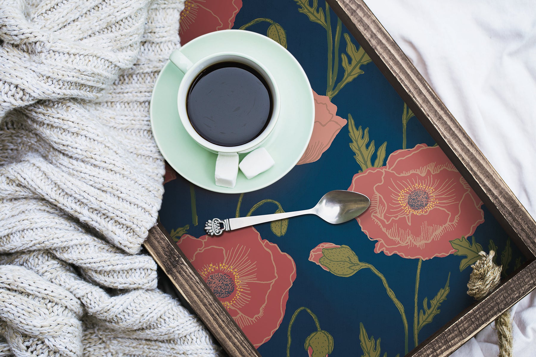 Poppy Field P&S Wallpaper in a room setting