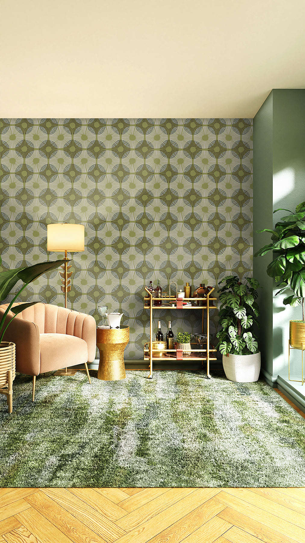 Superbloom P&S Wallpaper in a room setting