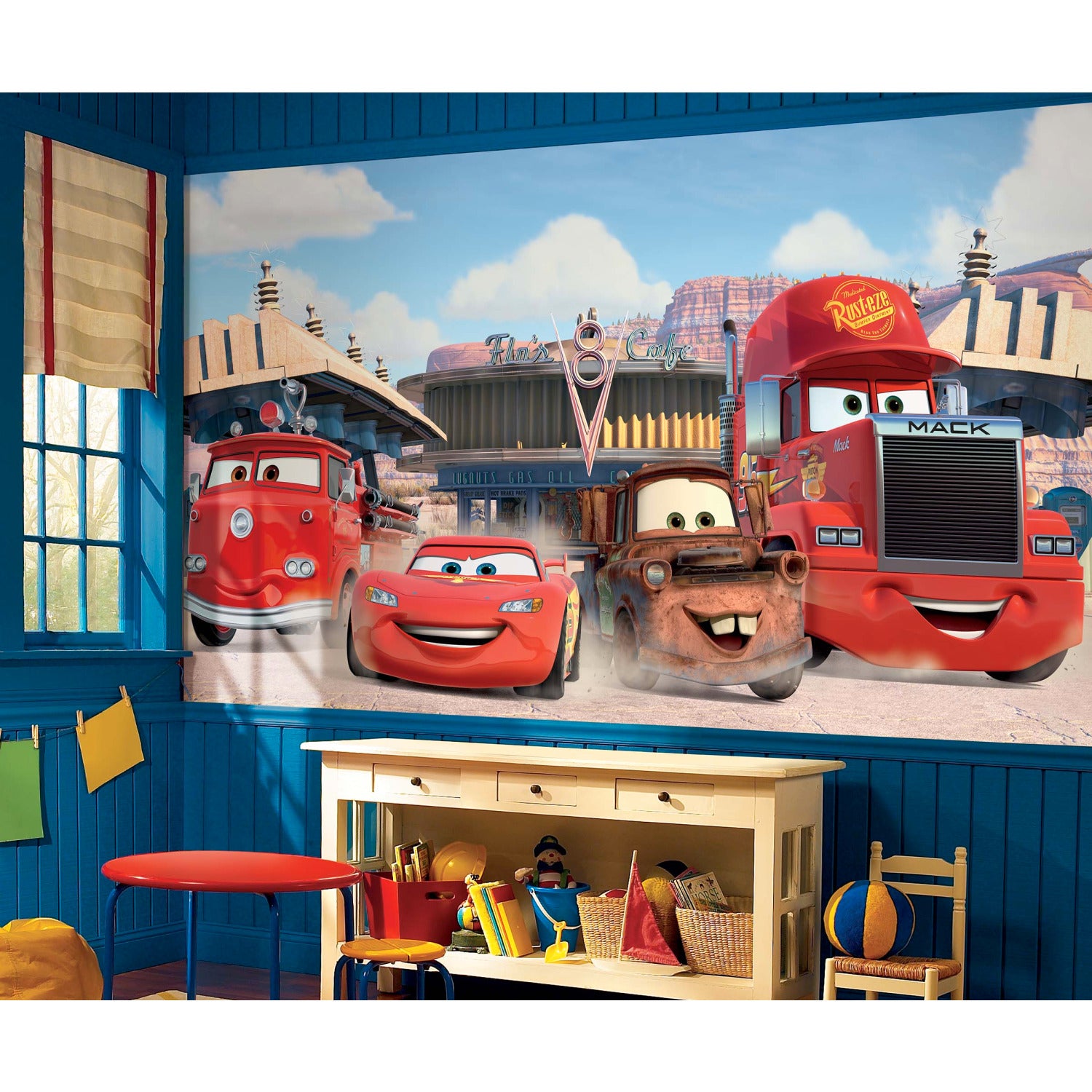 Cars Friends To The Finish Wall Murals in a room setting