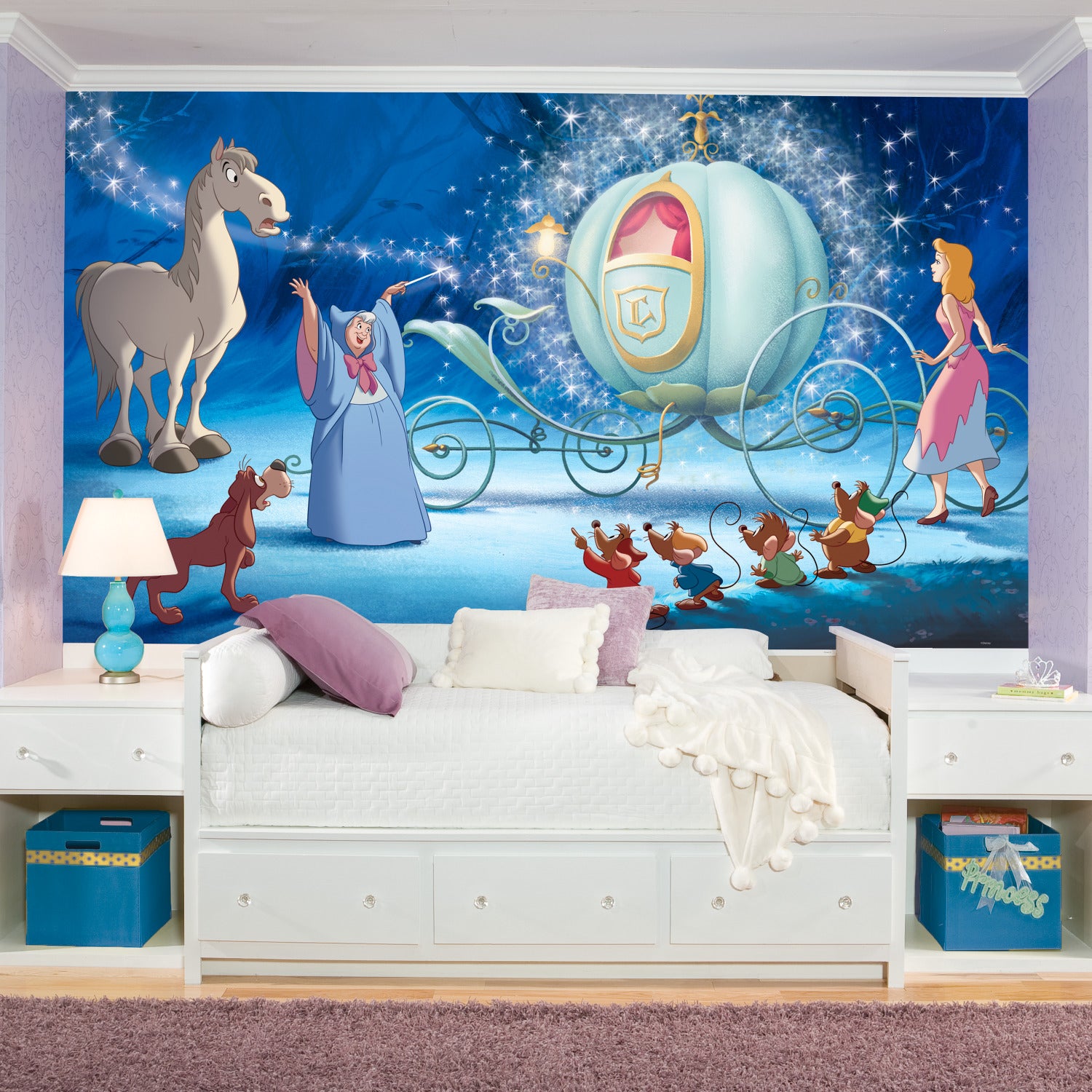 Disney Princess Cinderella Carriage Wall Murals in a room setting