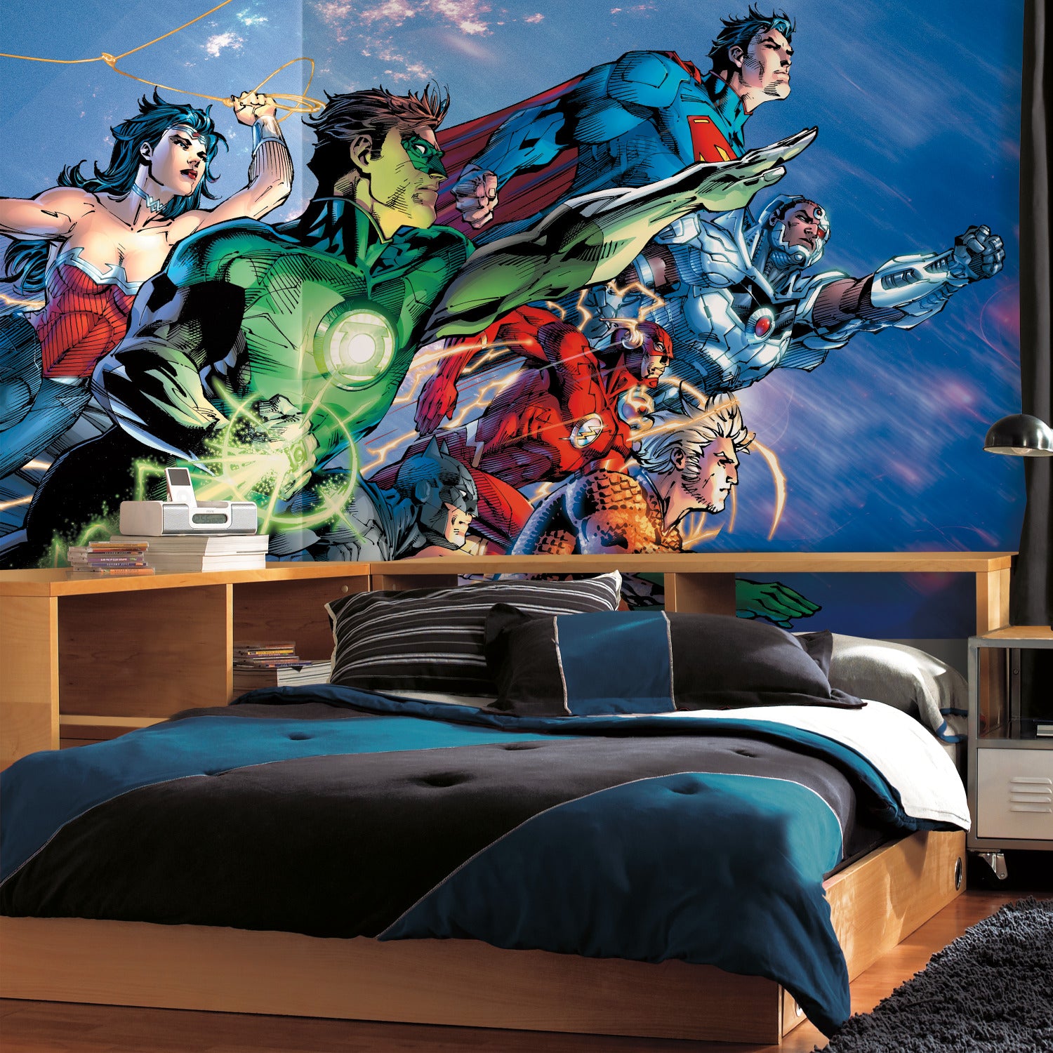 Justice League Wall Murals in a room setting