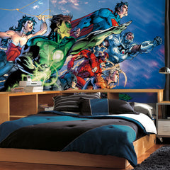 Justice League Wall Murals in a room setting