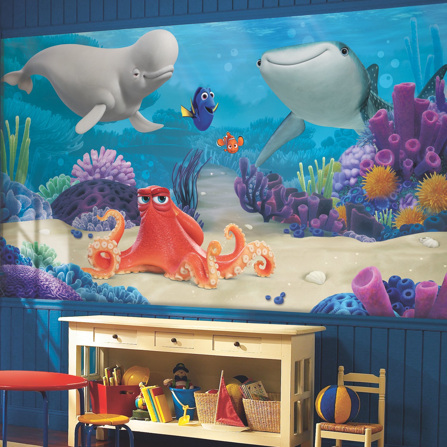 Finding Dory Wall Murals in a room setting