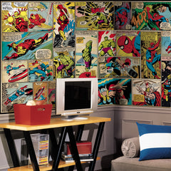 Marvel Comic Panel wall murals in a room setting