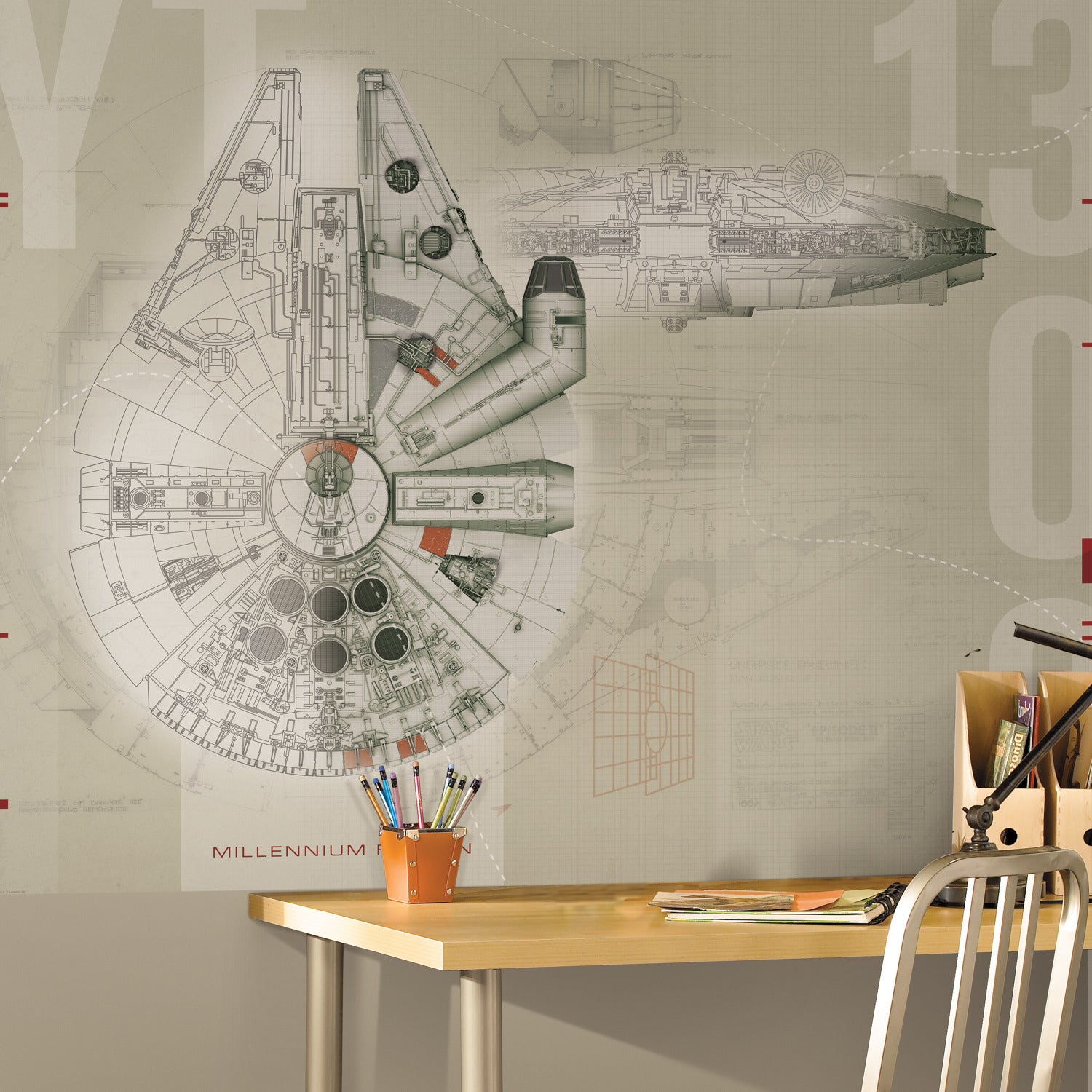 Star Wars Millennium Falcon Wall Murals in a room setting