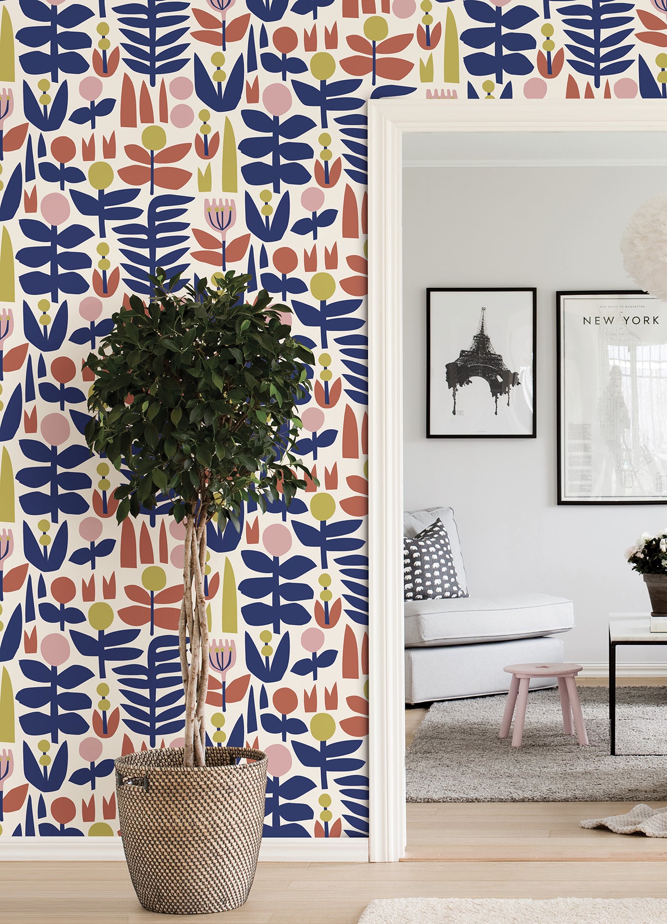 A Bit Of Folk P&S Wallpaper in a room setting