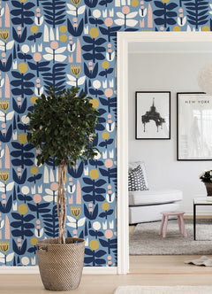 Bit Of Folk Flower P&S Wallpaper in a room setting