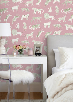 Kitty Kitty Novelty P&S Wallpaper in a room setting