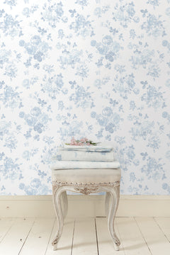 Everblooming Rosettes P&S Wallpaper in a room setting
