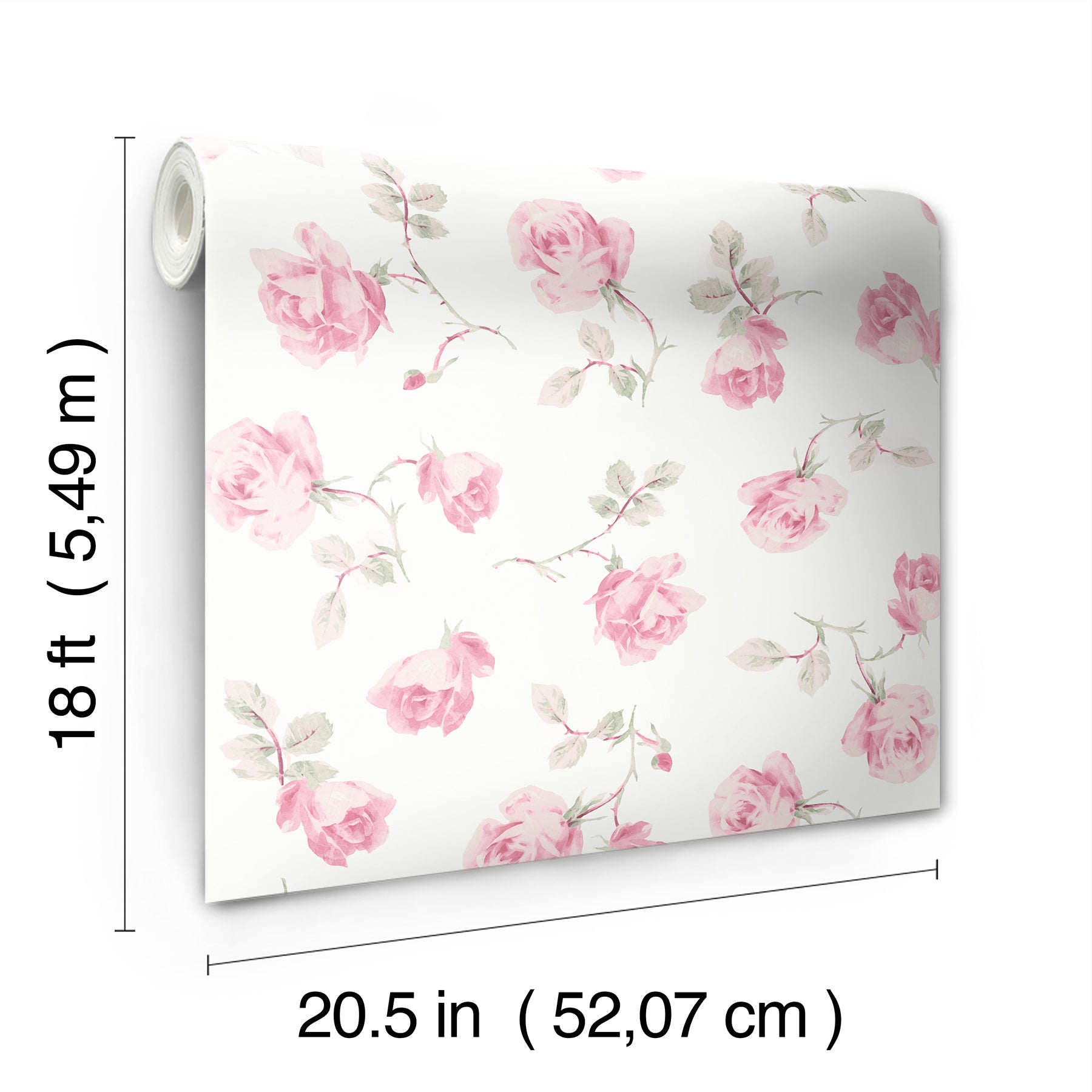 Ribbon Rosa P&S Wallpaper - dimensions