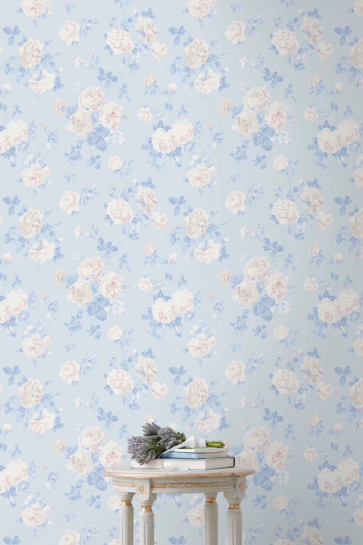 Everblooming Rosettes P&S Wallpaper in a room setting
