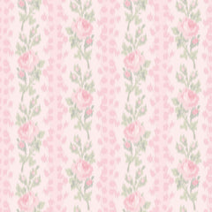 Blooming Heirloom Strawberry Macaron Rose Stripe P&S Wallpaper by WallPops