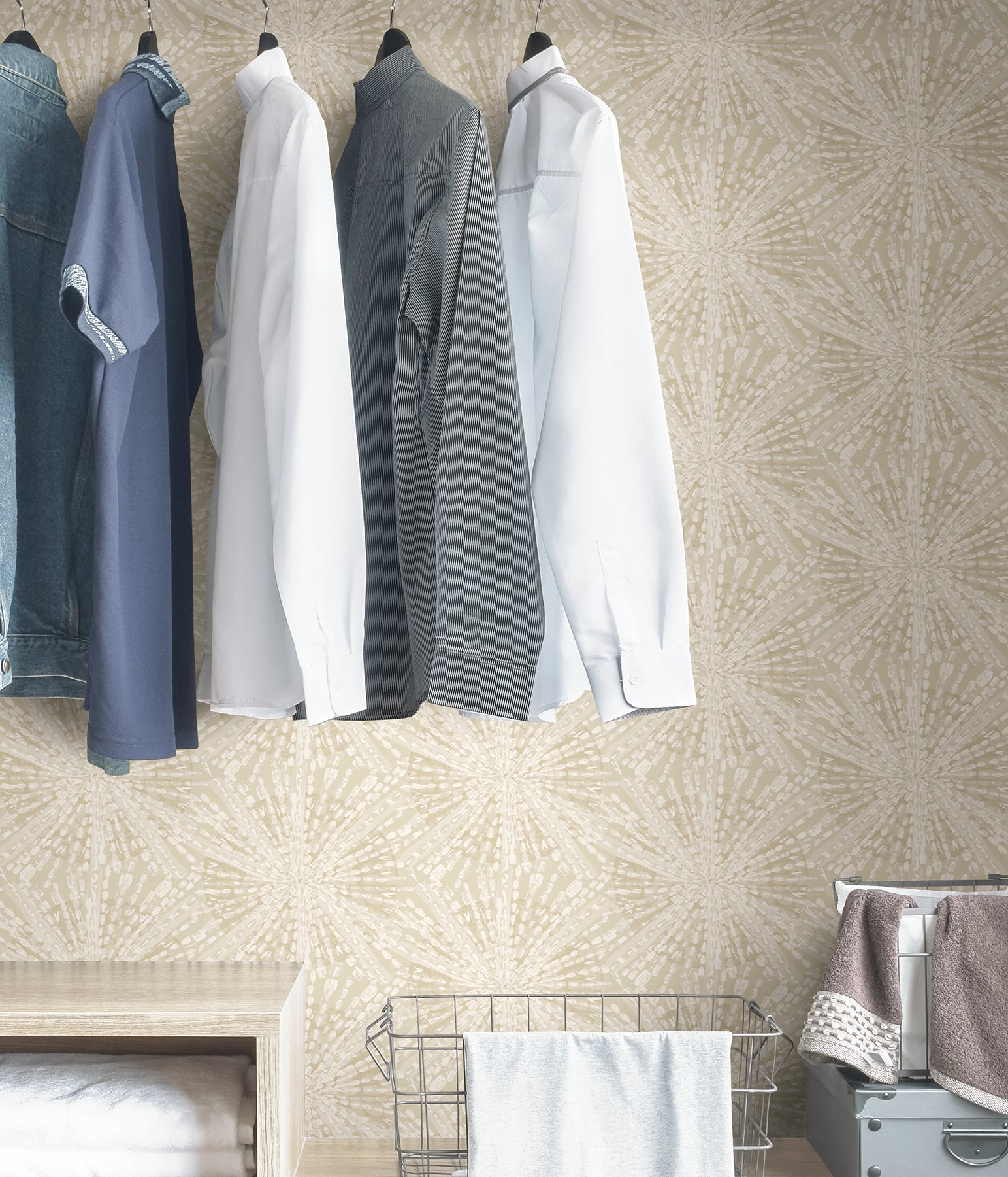 Sunburst P&S Wallpaper in a room setting