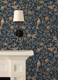 Bird and Pomegranate P&S Wallpaper in a room setting