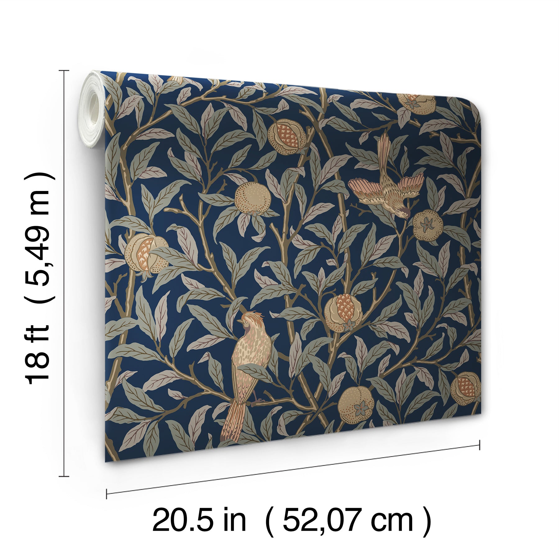 Bird and Pomegranate P&S Wallpaper - dimensions