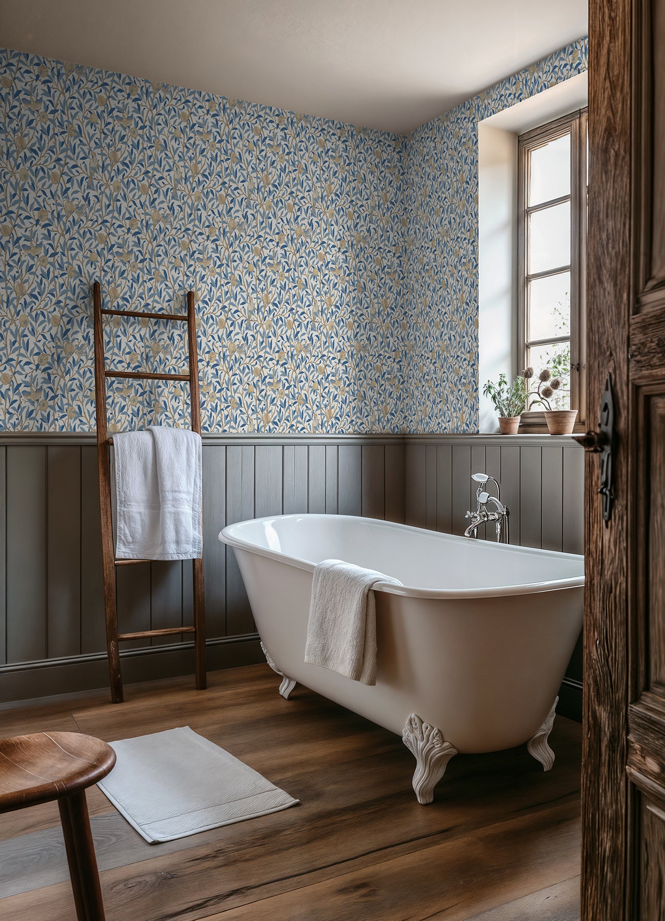 Bird and Pomegranate P&S Wallpaper in a room setting