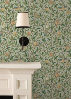 Bird and Pomegranate P&S Wallpaper in a room setting