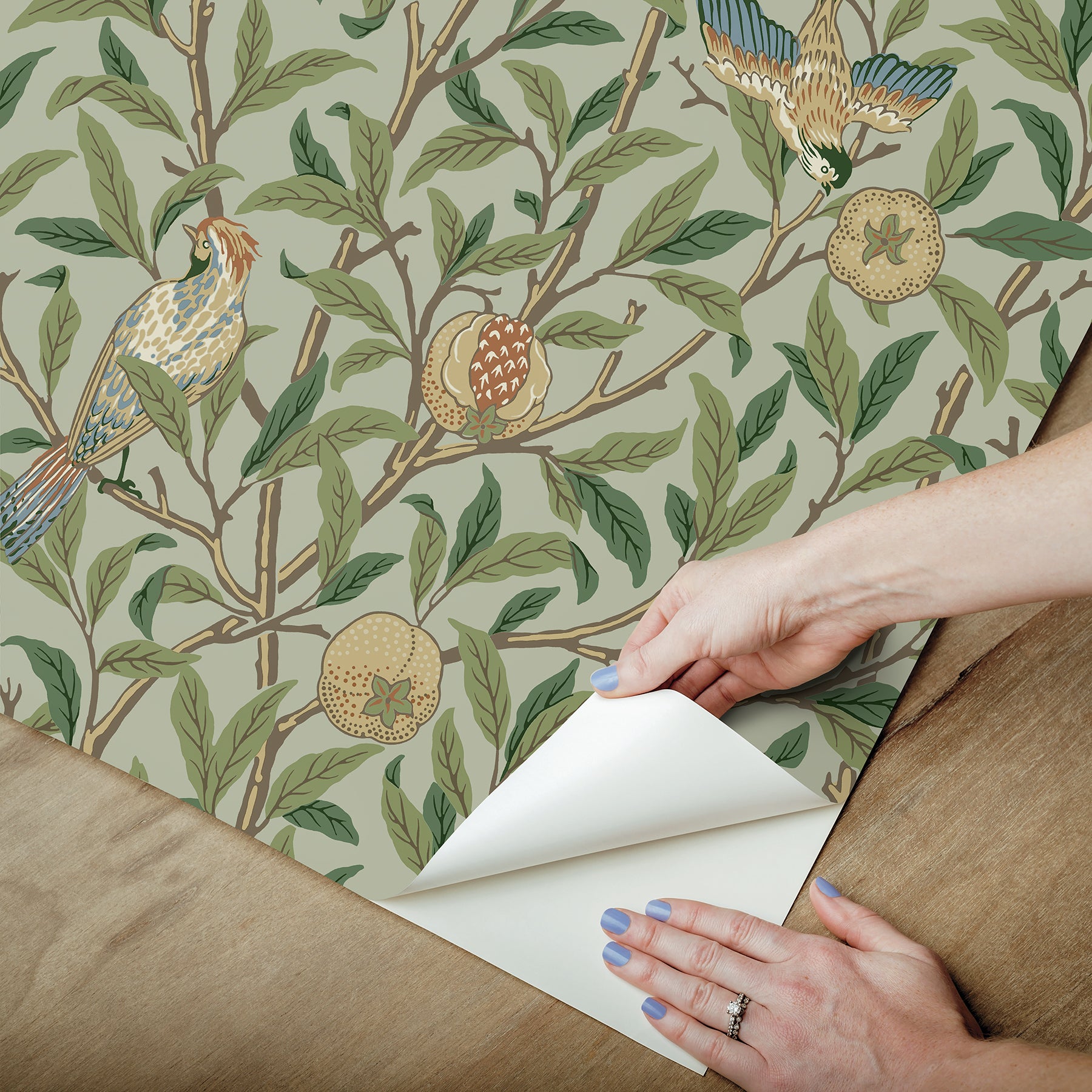 Bird and Pomegranate P&S Wallpaper - how to peel
