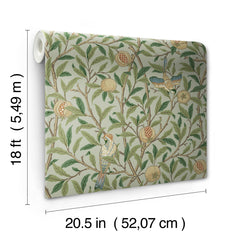 Bird and Pomegranate P&S Wallpaper - dimensions