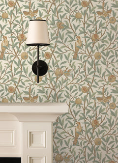 Bird and Pomegranate P&S Wallpaper in a room setting