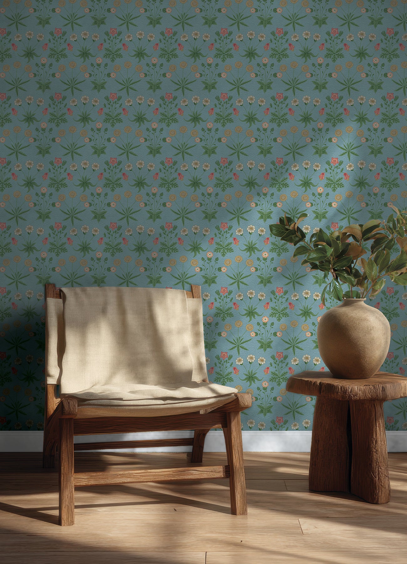 Daisy P&S Wallpaper in a room setting