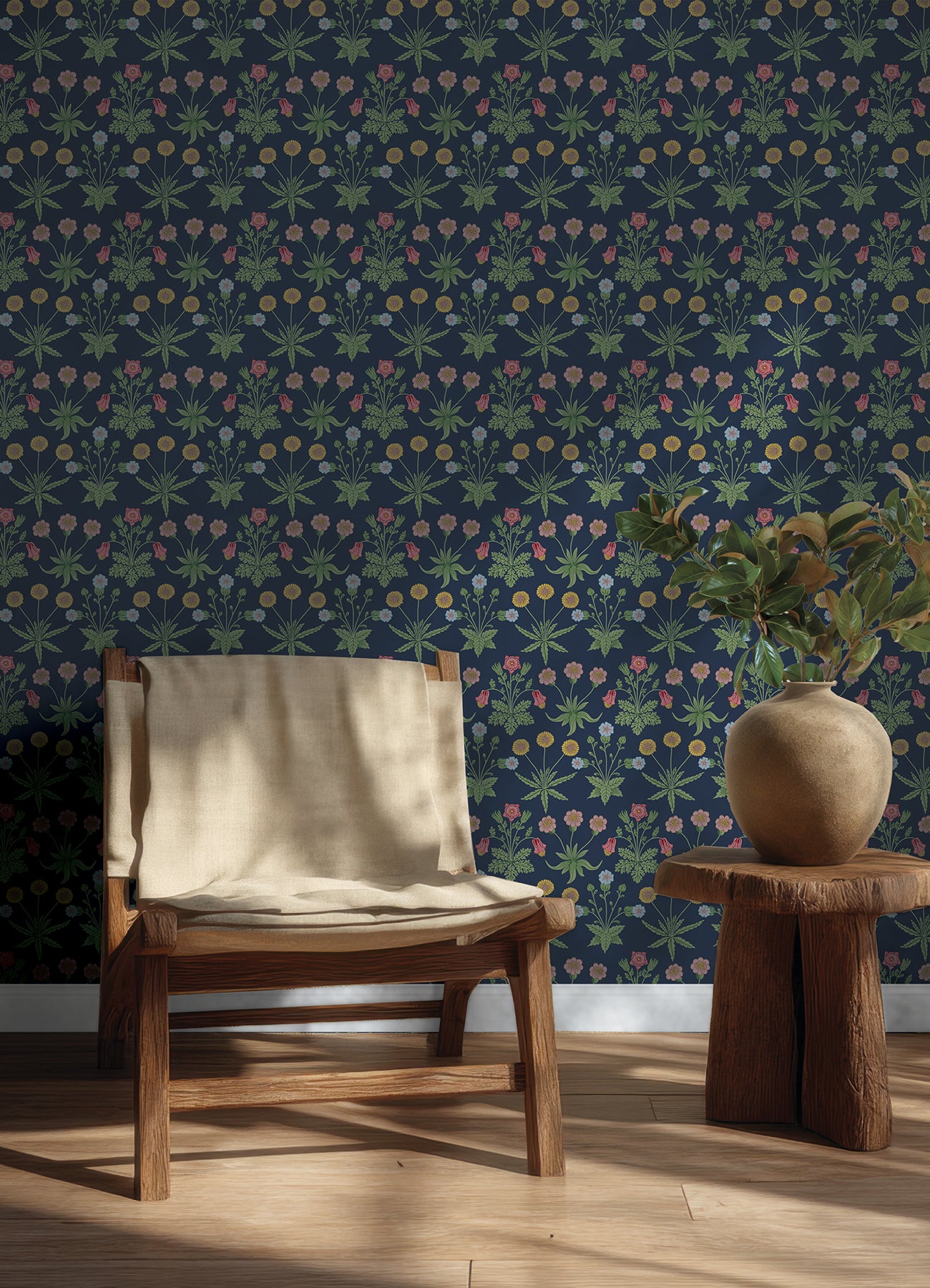 Daisy P&S Wallpaper in a room setting