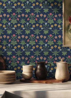 Daisy P&S Wallpaper in a room setting