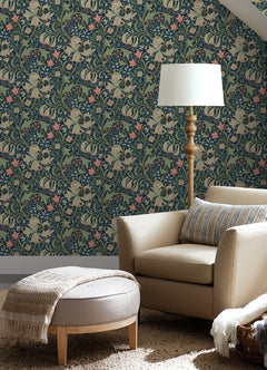 Golden Lily P&S Wallpaper in a room setting