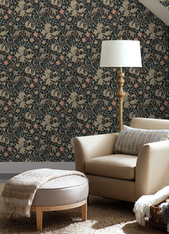 Golden Lily P&S Wallpaper in a room setting