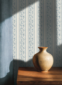 Rosehip Stripe P&S Wallpaper in a room setting