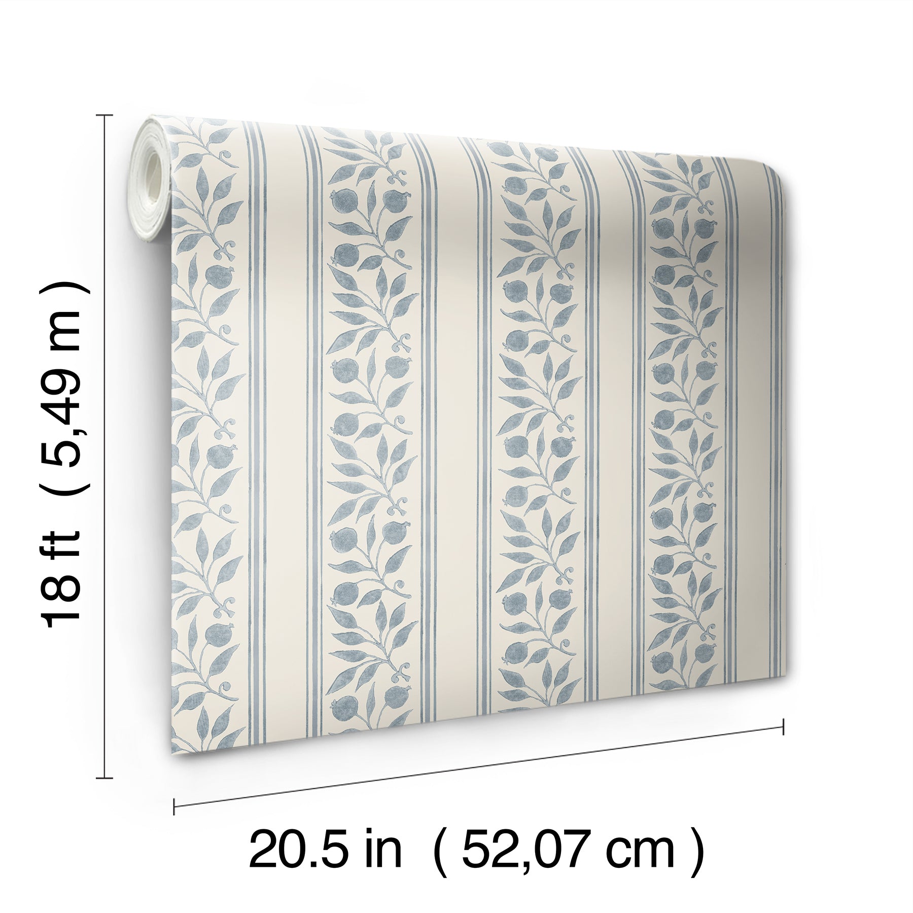 Rosehip Stripe P&S Wallpaper - dimensions