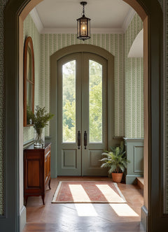 Rosehip Stripe P&S Wallpaper in a room setting