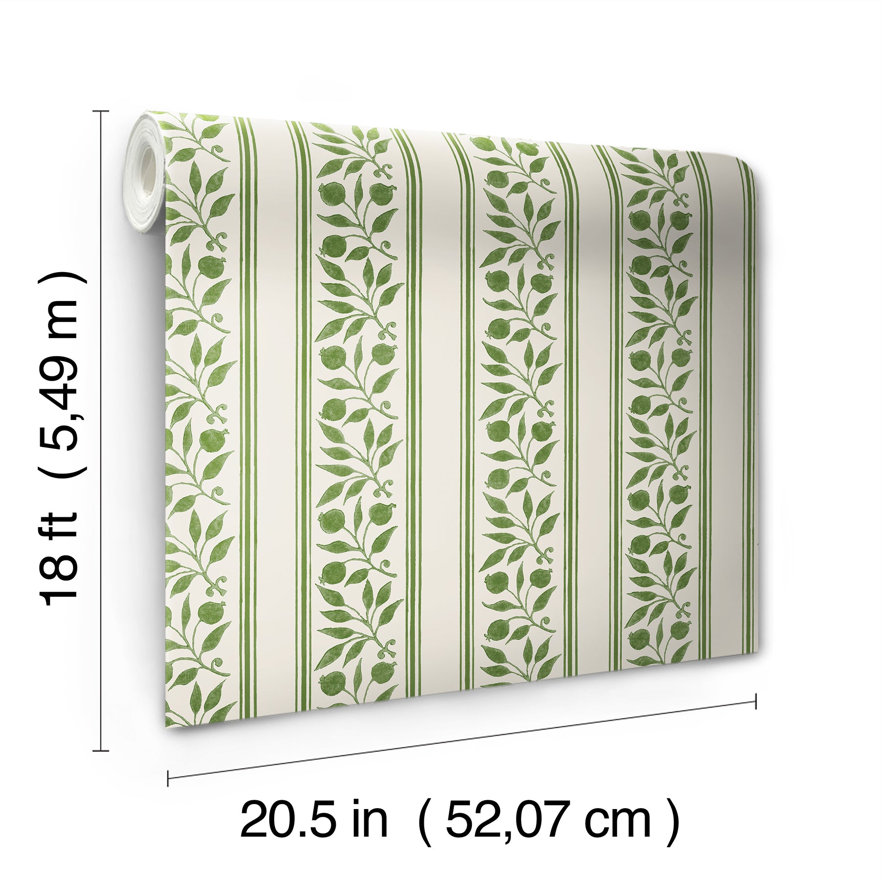 Rosehip Stripe P&S Wallpaper - dimensions