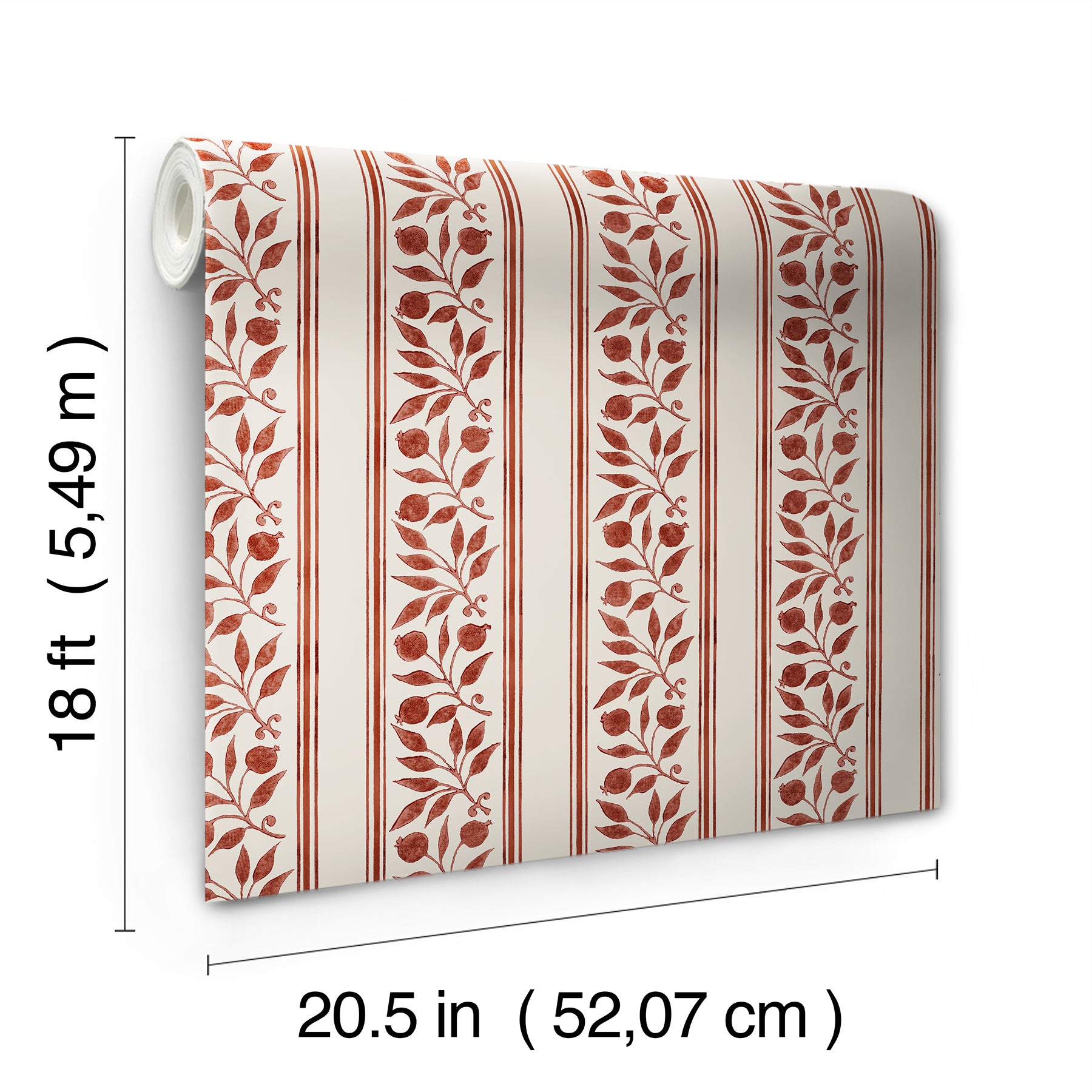 Rosehip Stripe P&S Wallpaper - dimensions
