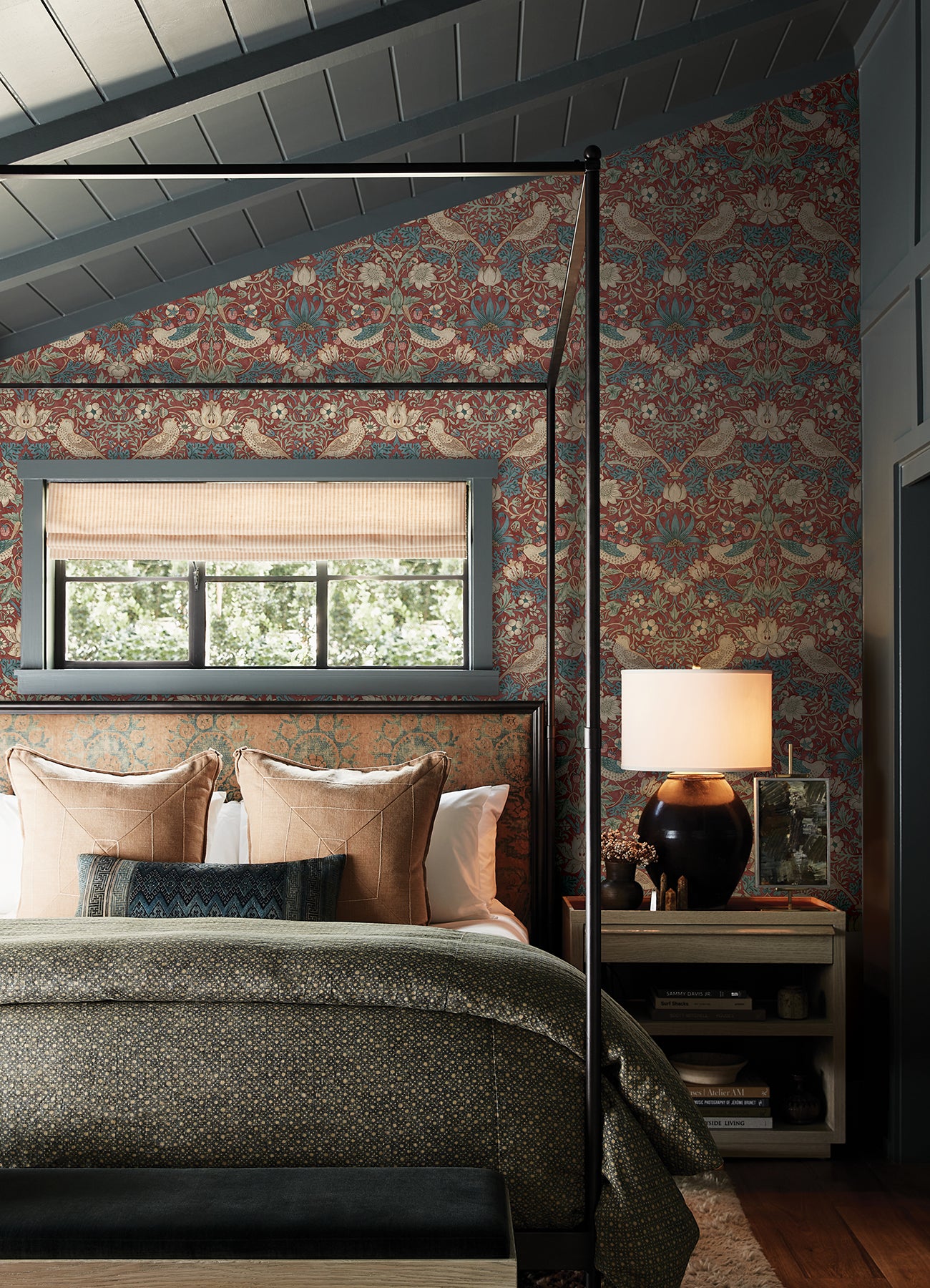 Strawberry Thief P&S Wallpaper in a room setting