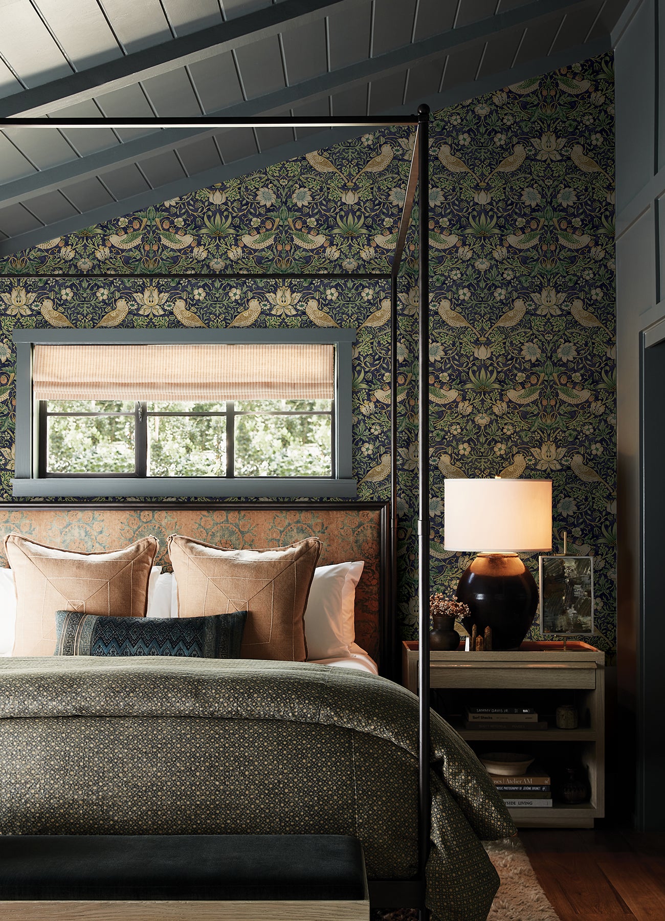 Strawberry Thief P&S Wallpaper in a room setting