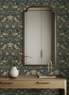 Strawberry Thief P&S Wallpaper in a room setting