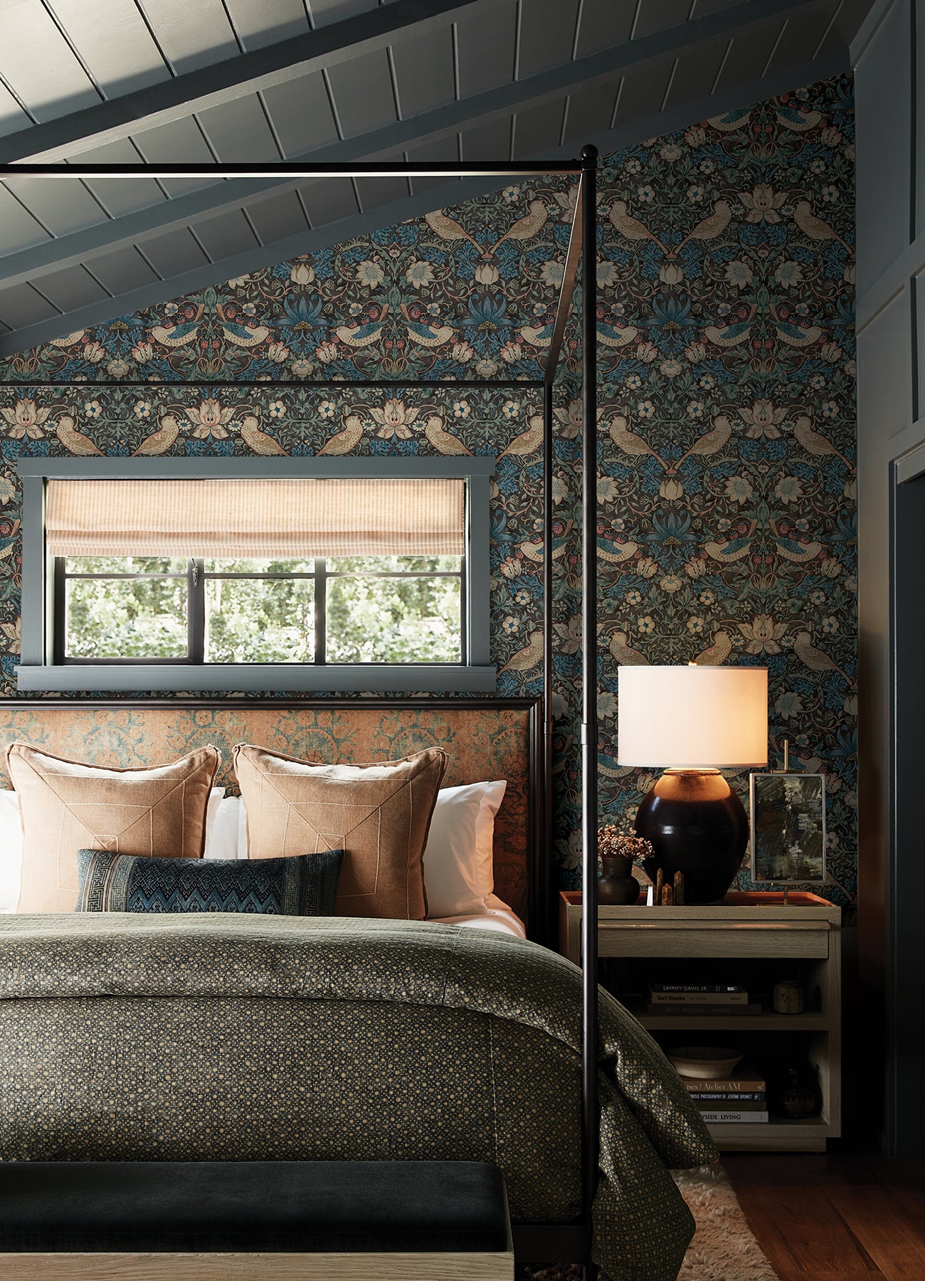 Strawberry Thief P&S Wallpaper in a room setting