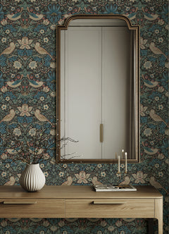 Strawberry Thief P&S Wallpaper in a room setting